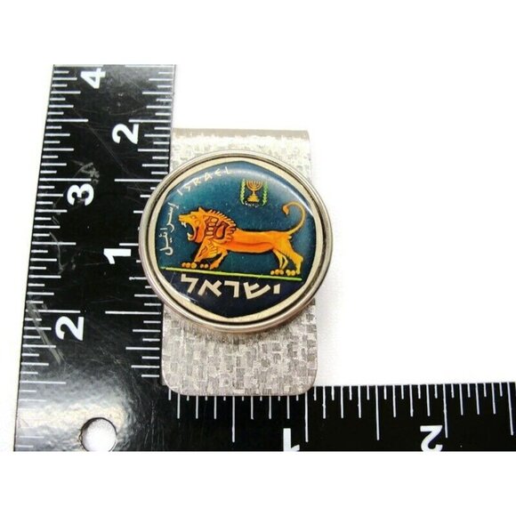Israel Coin Money Clip 5 Lirot Stainless Steel Enameled Wallet Credit Card Cash - Picture 5 of 7